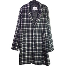 Fashion Nova Trench Coat Mens Extra Large Plaid Wool Blend Preppy Academia