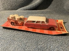 1960's Tootsietoy 1962 Ford Station Wagon  U-Haul Trailer on Sealed Card