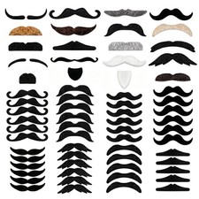 Velthira 68 Pcs Fake Mustache Set, 21 Styles Self Adhesive One Size, Black
