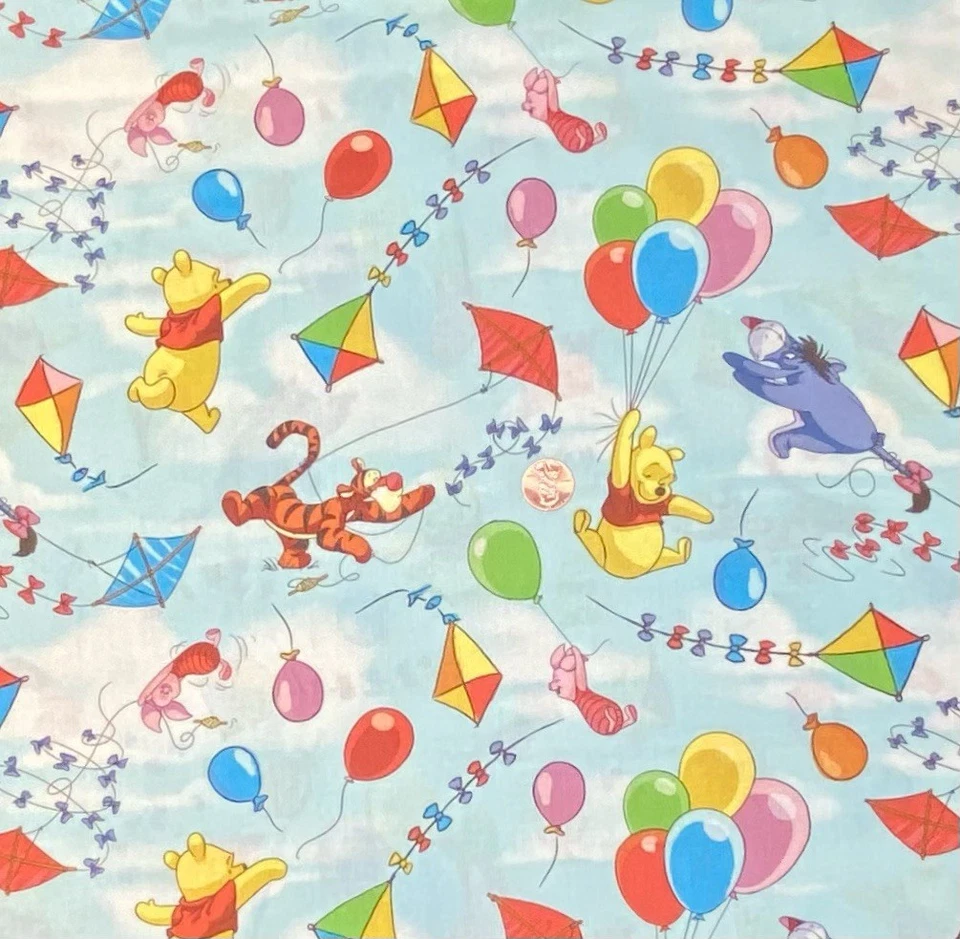 Winnie The Pooh Balloon Friends on Blue Fabric by Springs Creative BTHY - Image 2 of 2