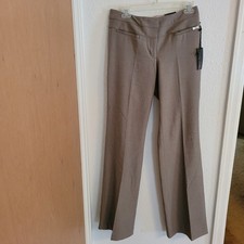 NWT Express Editor Wide Waistband Size 6L Women's Dress Pants Taupe Pinstripe