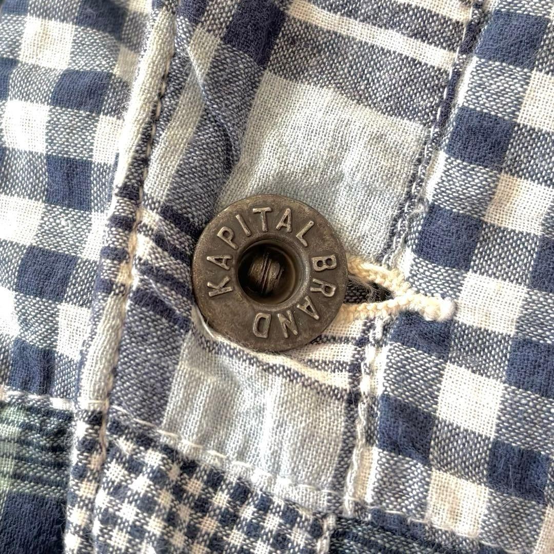 KAPITAL Patchwork Cotton Jacket Raglan Sleeve Blu… - image 10