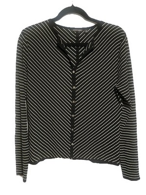 Anne Klein 100% Silk MED Ribbed Button Down Top Cardigan Capsule Wardrobe