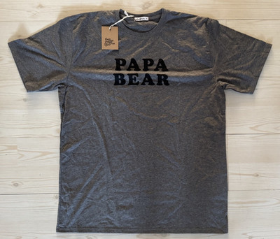 The Bee & The Fox Papa Bear T-Shirt Men's Size XL Grey Short Sleeve, Brand New 