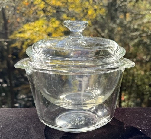 Vintage 1950’s PYREX Tall Bean Pot Or Double Boiler With Lid 3 Pieces -S1ii