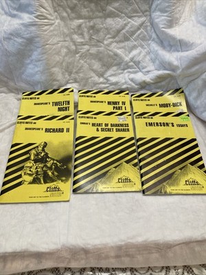 Set Of 6/Bundle- CLIFFS NOTES ON -Classic Literature And Titles.  VG COND!!