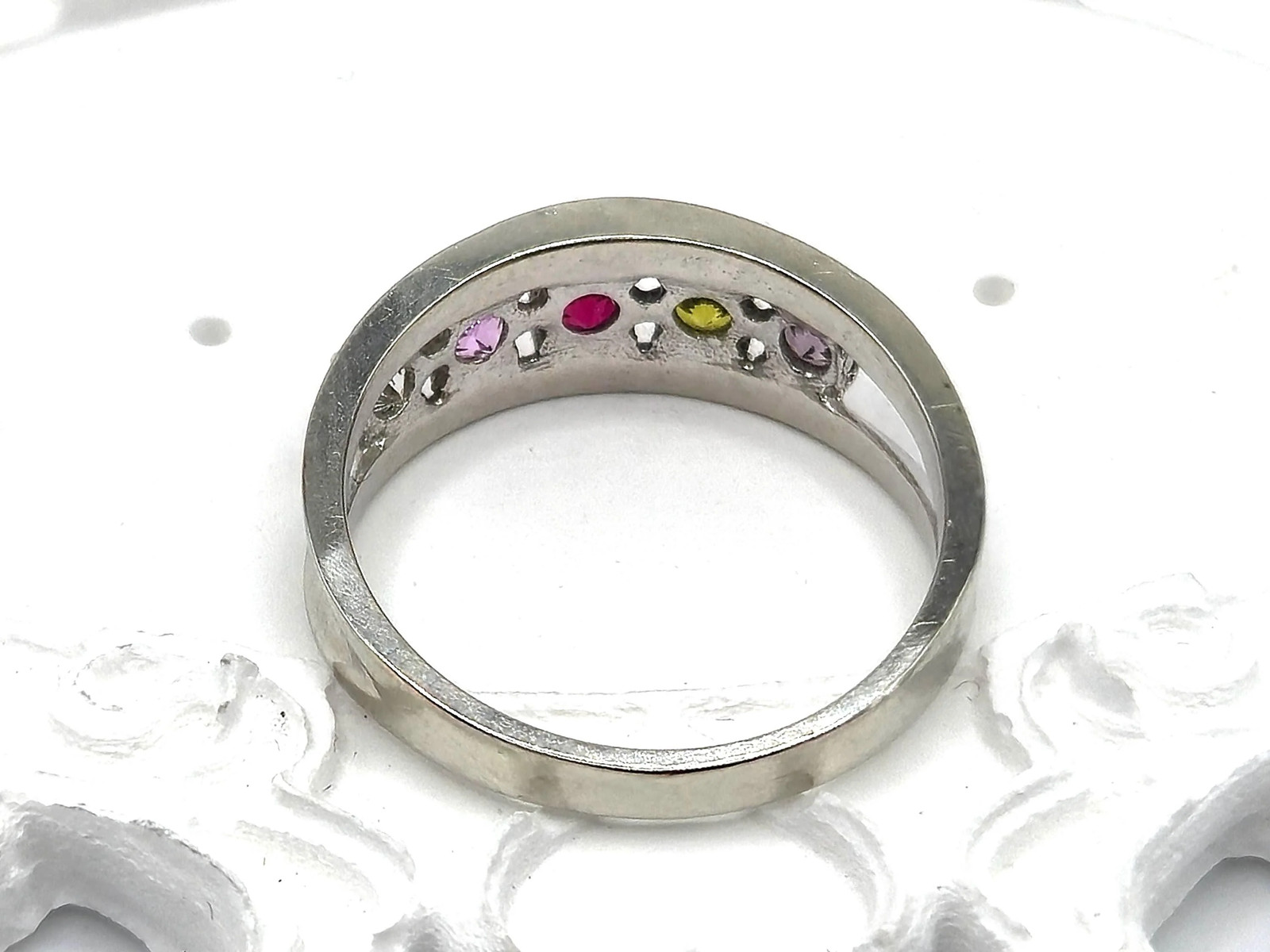 Tiara Solid 10K Gold Ring with Ruby, Sapphire, Pe… - image 3
