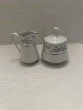 Vintage Somerset By NL Excel Fine China Blue Floral Cream & Sugar Set