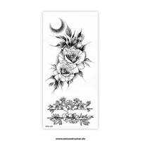2 X Blumen Tattoo - Rosen Und Mondsichel - Temporary Body Tattoo - SKM209 (2)