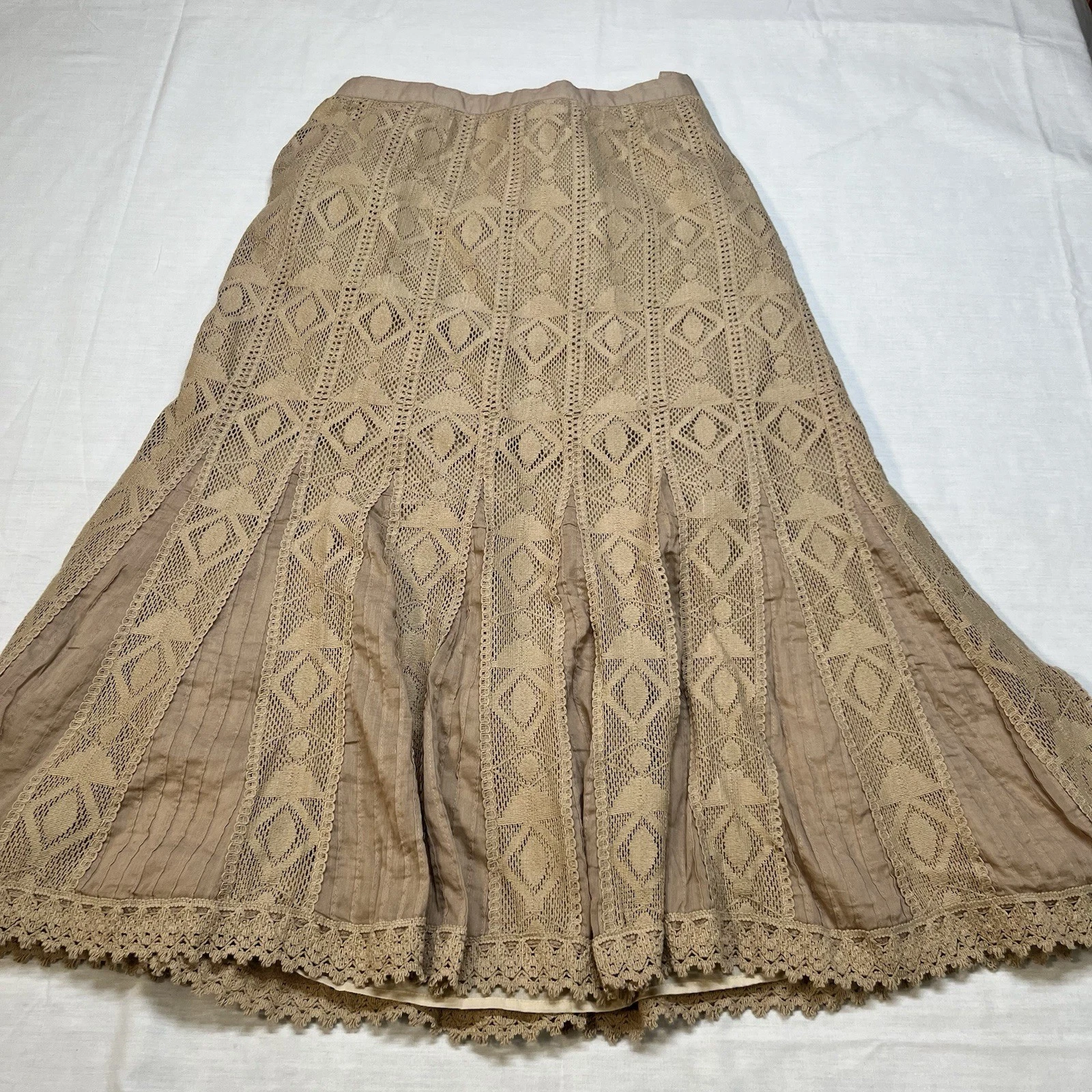 Coldwater Creek Cotton Lace Skirt Small 4 Festival Boho Artsy Granola Cottage
