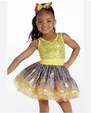 Weissman Sequin Ballet Dance Costume Dress Girls SC Small Child Rainbow Tutu