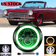 Dot 7 Inch Round Led Headlight Halo Green Drl Fit For Dodge Dart 1964-1976 D100