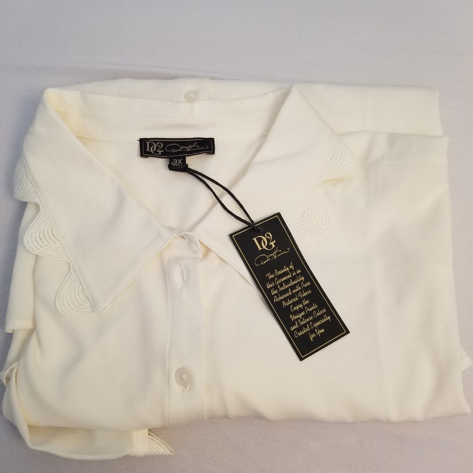 DG2 Button Up Blouse Size 3x Bell Scalloped Sleeves RN92309 | eBay