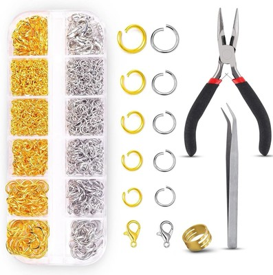 #ad 1200pcs Open Jump Rings and Lobster Clasps Jewelry Fixing Kit With Tools Gold si $11.89