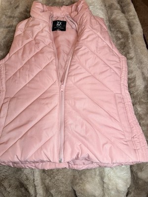 NY&C New York & Company Zip Front Sleeveless Puffer Vest Pink Womens Size S