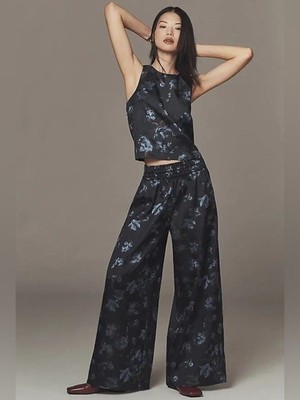 NWT Anthropologie The Somerset Pull-On Pants: Full Length Jacquard Edition Med.