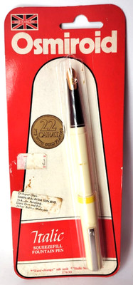 Osmiroid WHITE Italic Squeezefill Füllfederhalter 22K vergoldet Feder - Vinta...