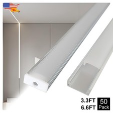 50 Pack 6.6FT U Shape Aluminum Led Channel With Milky Cover For Led Strip Light