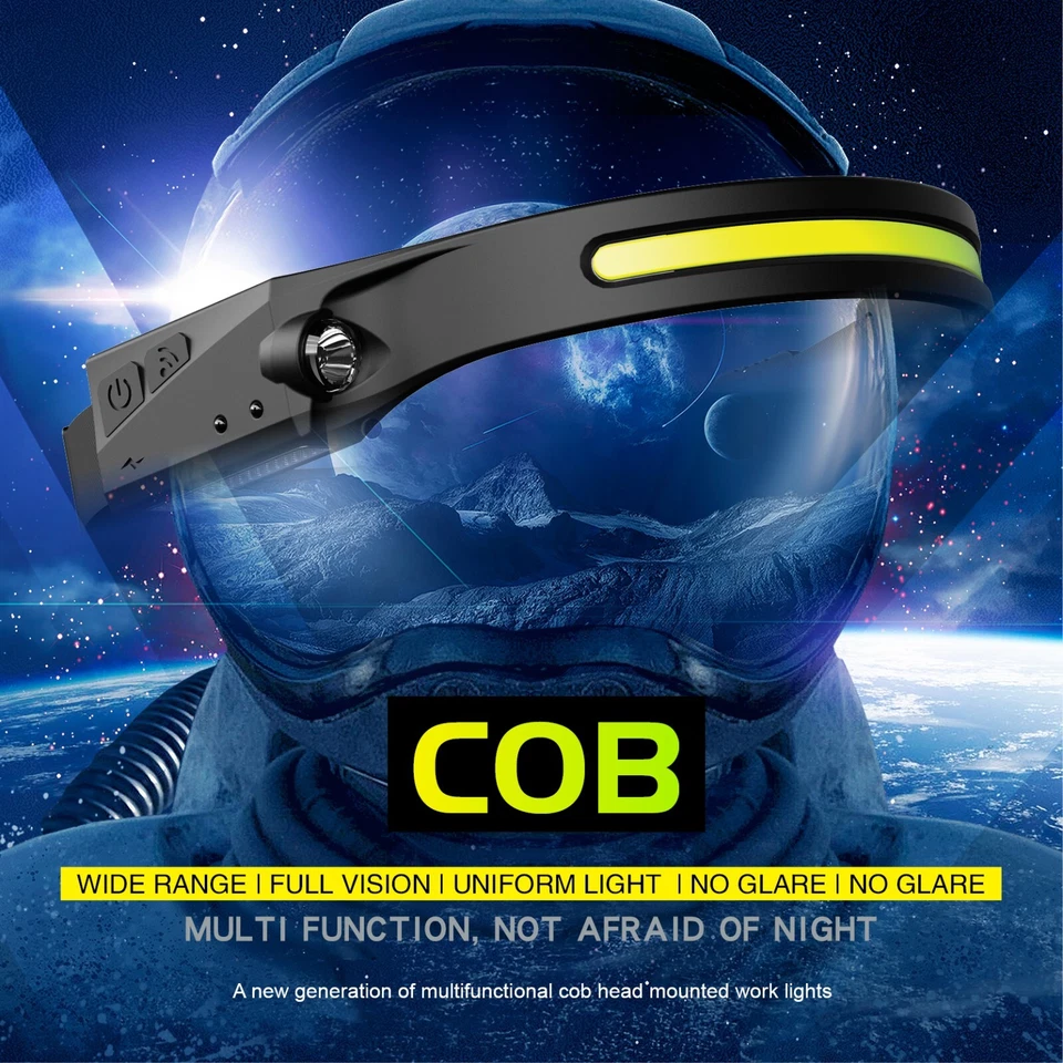 Upgraded COB LED Headlight Rechargeable Motion Sensor for Running, Camping - image 4 of 4