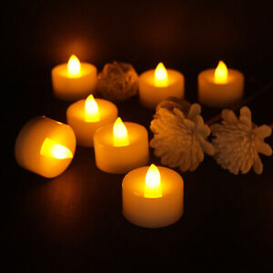 12 x FLICKERING LED TEA LIGHTS,BATTERY OPERATED CANDLES 