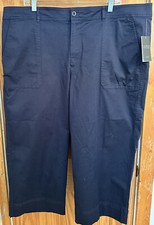 NWT Lauren Ralph Lauren Black Tag Navy Wide Leg Ankle Pockets Size 18 Pants