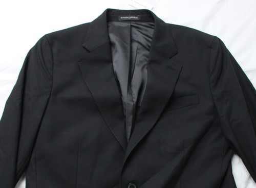 Banana Republic Men's Modern Classic Plain Weave Suit Jacket AR8 Black Size 40L - Picture 2 of 7