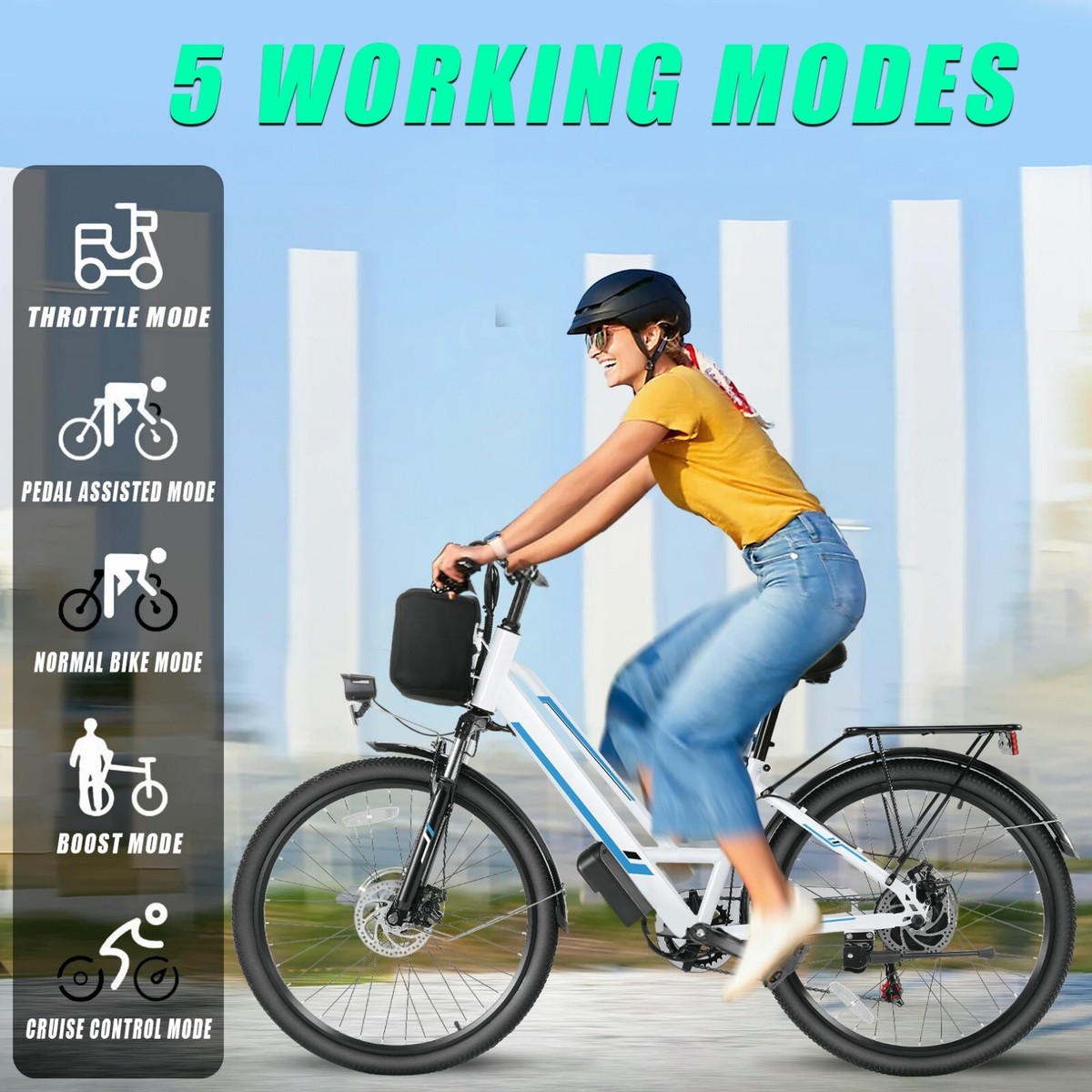 26in Electric Bike 500W Commuting Bicycle Low Step Thru E-Bike