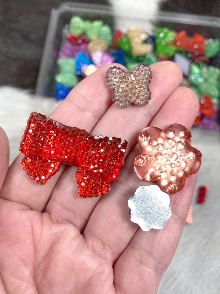 Flatback Embellishment Lot Mix Shape Color Scrapbook DIY Flower Heart 50pc Foto 4 de 4