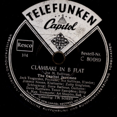 CAPITOL JAZZMEN Clambake in B Flat/ I'm sorry I made...   Schellackplatte X3841