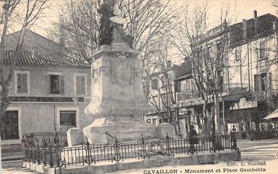 Old postcard 84 CAVAILLON MONUMENT PLACE GAMBETTA