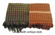 AFGHAN PATOO HANDMADE VELVET CHECK SOLID PASHTUN SHAW WRAP MENS WOMENS