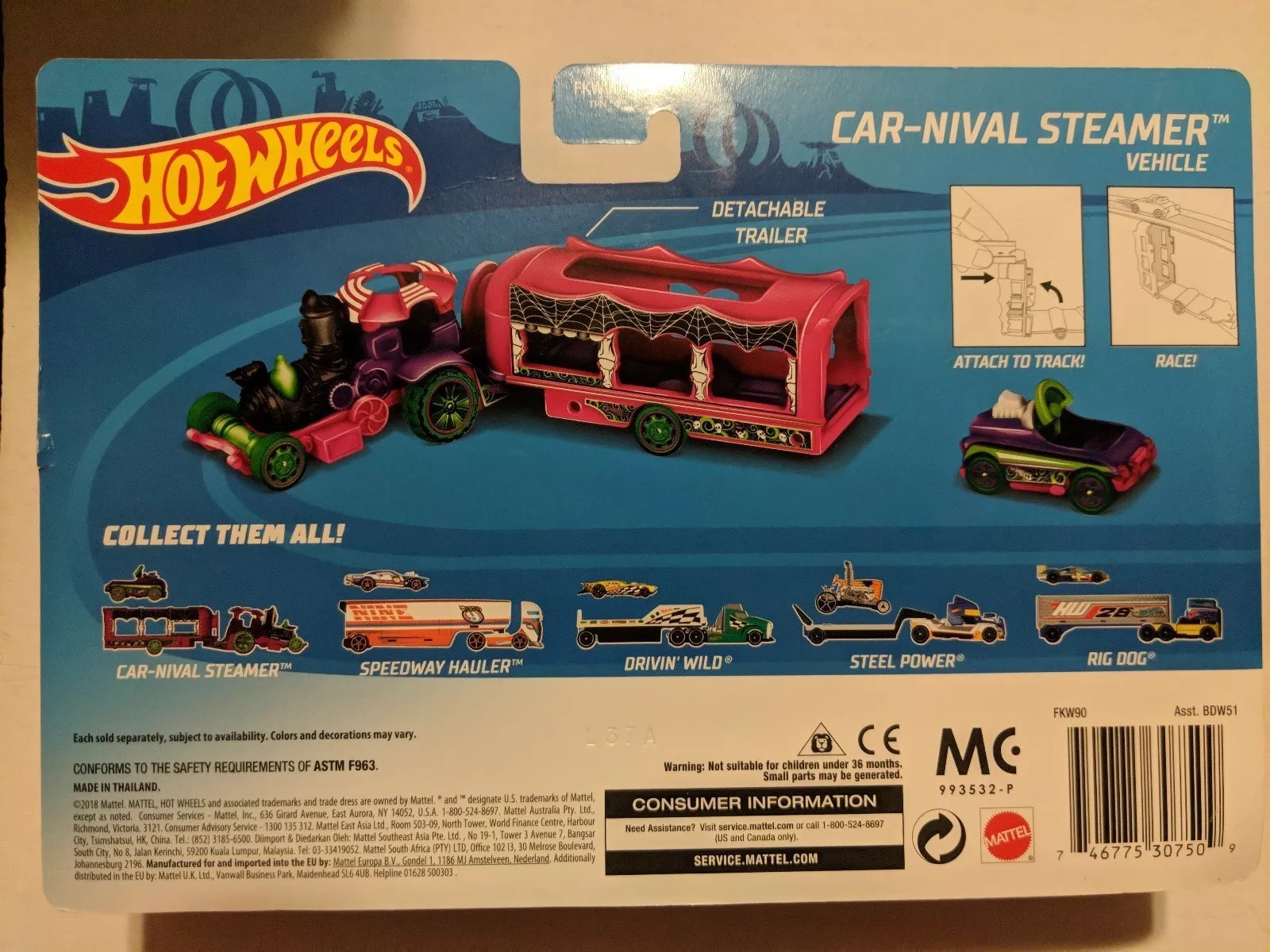 2018 Hot Wheels Hauler CarNival Steamer with Pedal Car Halloween