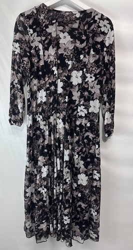 Coldwater Creek A Line Brown & Ivory Floral Dress 14 - Picture 8 of 8