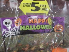 Amscan Happy Halloween Haunted Garden Lawn Party Banner Vinyl Sign OVER 5' NIP