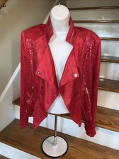 THALIAN Zip Accent Shimmer Snakeskin Thriller Jacket Michael Jackson 10❤️tb12m18