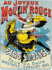 French Au Jouyeaux Moulin Rouge poster ceramic mural backsplash medallion
