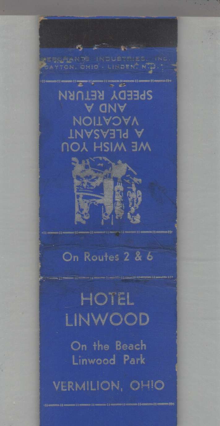 Matchbook Cover 1930's Merchant MM Hotel Linwood Vermilion, OH eBay