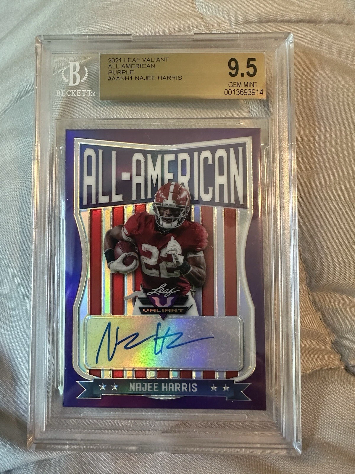 Najee Harris Leaf Valiant All-American Autographs #NH1 Yellow