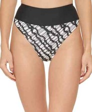 DKNY Women's Printed High-Waist Bikini Bottoms Women's Swimsuit M Medium