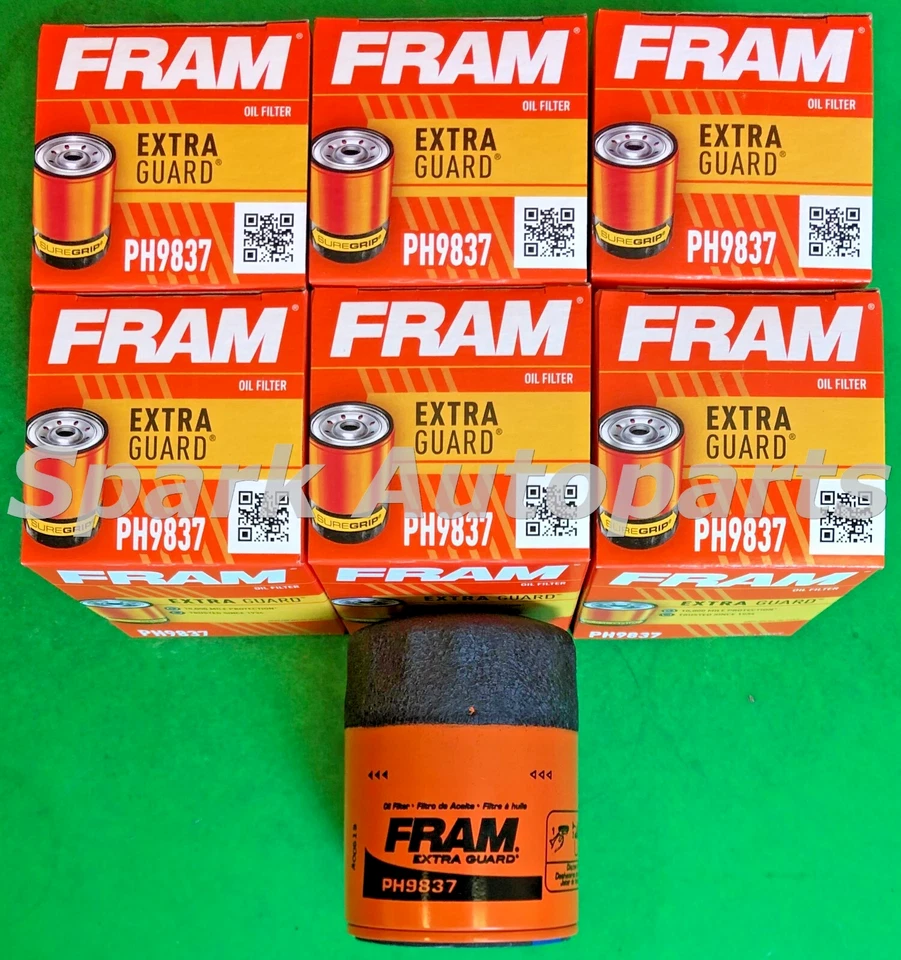 Estuche de 6 filtros de aceite de motor - protector adicional FRAM PH9837 para CHEVROLET, GMC, CADILLAC Foto 2 de 3