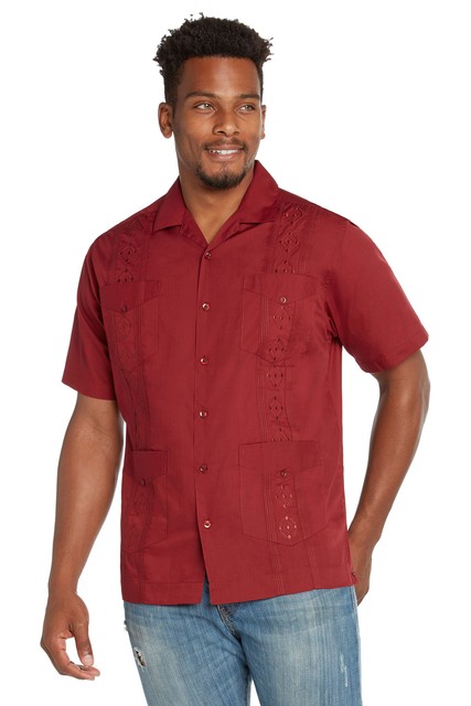 9 Crowns Men's Modern Fit Short Sleeve Guayabera Button Down Shirt | eBay