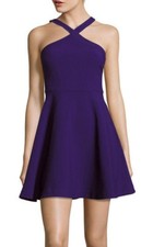 LIKELY 'Ashland' ~Purple Stretch Crepe X Front Fit-Flare Party Dress 12 NEW $178