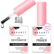 Nail Dehydrator and Primer Set, Acid Free Air Dry Professional Long-Lasting Nail