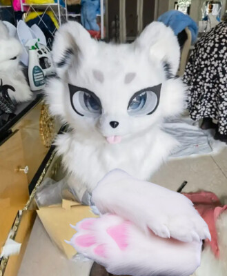 Fursuit Husky Fox Mascot (head + PAWS) Halloween Party Fur Cosplay 42#
