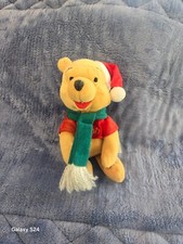 Santa Winnie The Pooh Beanie Baby Plush Toy Figure Walt Disney Christmas