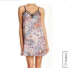 Lush Pink Boho Mini Shift Dress Size Large