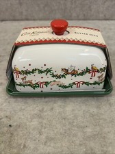 NEW CATH KIDSTON CHRISTMAS THEMED CERAMIC LIDDED BUTTER DISH ANIMALS