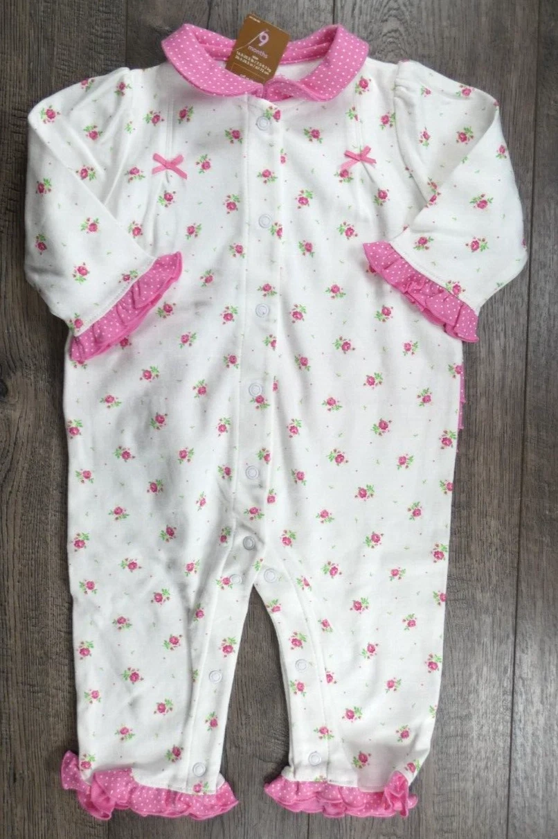 Baby Girl Clothes New Vintage Carter's 9 Month Pink Ruffle Rose Outfit