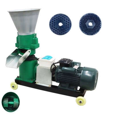 Electric Feed Pellet Mill Machine 220V Plant Equipment Pellets 4&8mm Plate 2Head