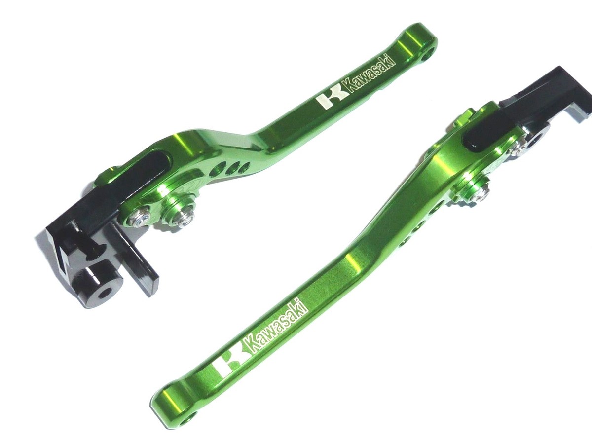 KAWASAKI ZX6R 2000-2004 LONG GREEN BRAKE & CLUTCH LEVERS SET ROAD
